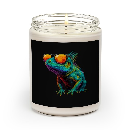 Cool Neon Iguana with Sunset Sunglasses Scented Candles