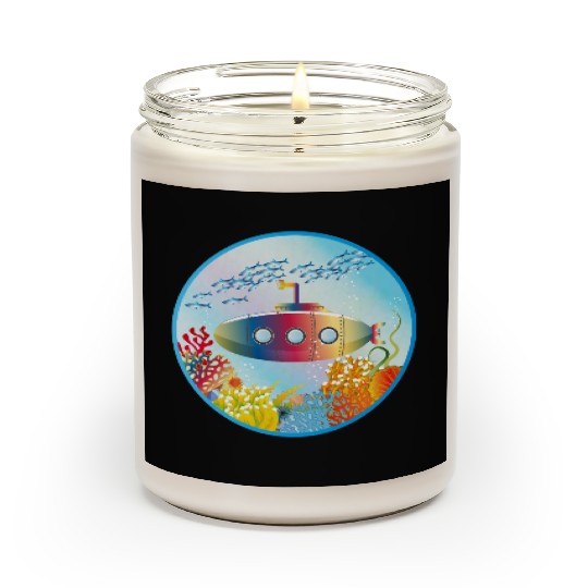 Colorful Submarine in a Tropical Coral Reef Scented Candles