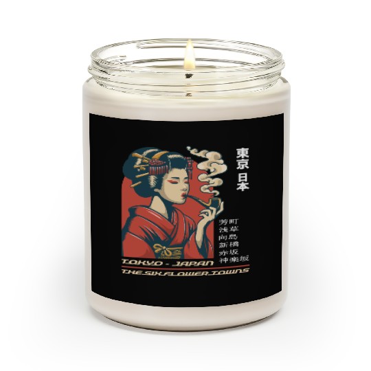 Japan Tokyo Geisha Pipe Six Flower Towns Souvenir Scented Candles