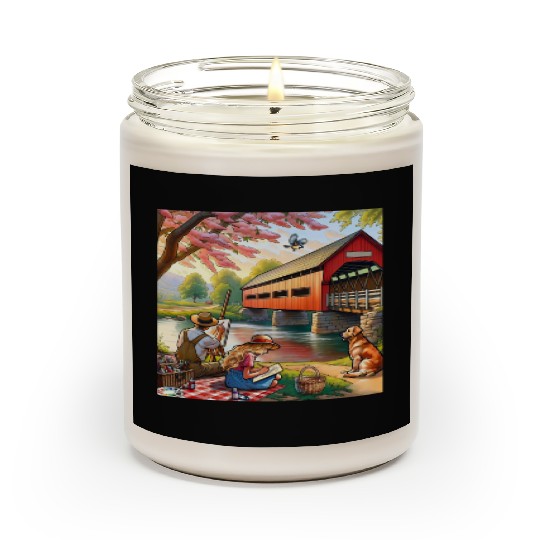 Rustic Countryside Painting Scene Scented Candles
