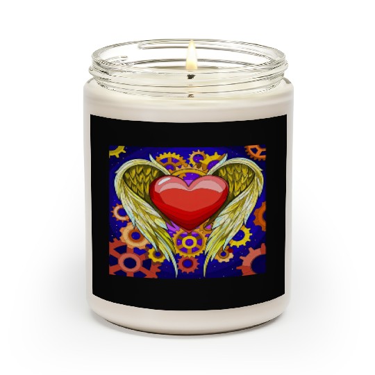 Mechanical Heart with Angel Wings Scented Candles