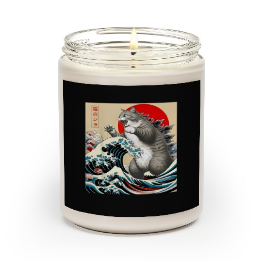 Catzilla Cat Japanese Art Funny Cat Scented Candles