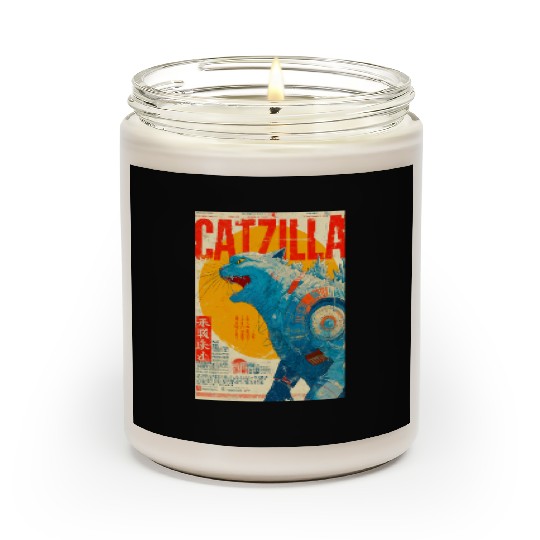 Catzilla Retro Movie Poster Scented Candles