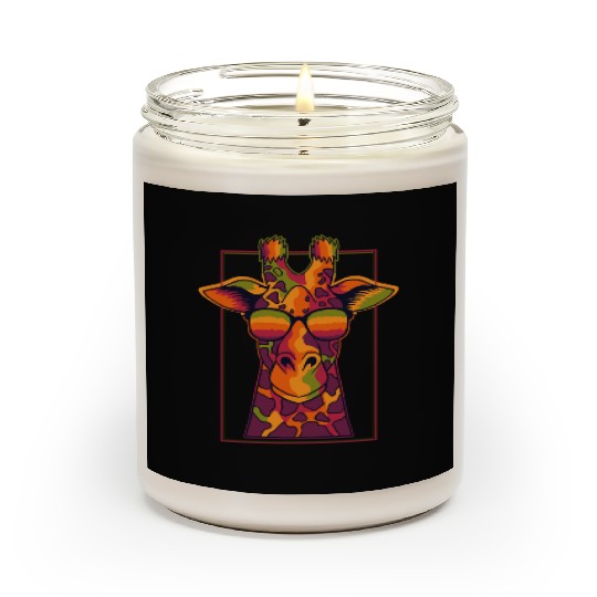 Colorful Giraffe with Sunglasses Design Scented Candles