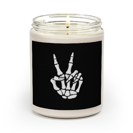 Skeleton Hand Peace Sign Cool Halloween Scented Candles