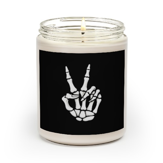 Skeleton Hand Peace Sign Cool Halloween Scented Candles