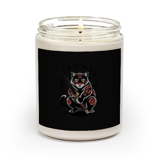Mythical Japanese Warrior Cat Design Scented Candles