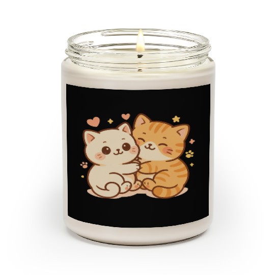 Cute Kittens Embracing Heartwarming Design Scented Candles