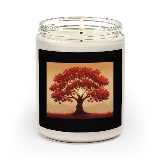 Vibrant Autumn Tree Art Scented Candles