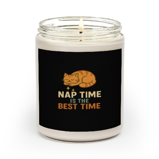 Cute Sleeping Cat Nap Time Design Scented Candles