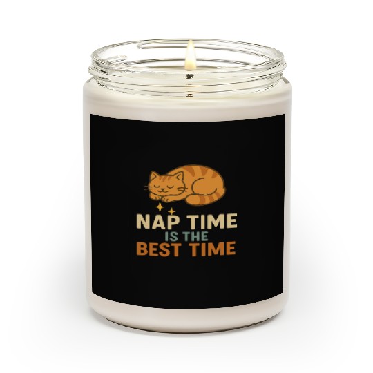 Cute Sleeping Cat Nap Time Design Scented Candles