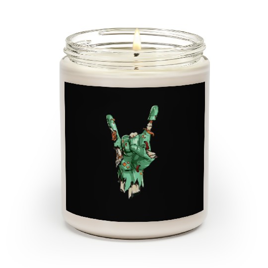 Zombie Hand Rock Sign Zombies Horror Halloween Scented Candles