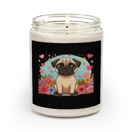 Pug Dog Portrait Scented Candles