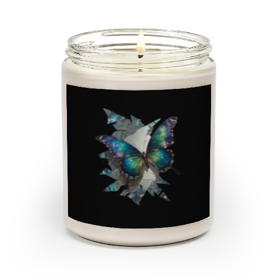 Vivid Butterflies Breaking Through Glass Scented Candles