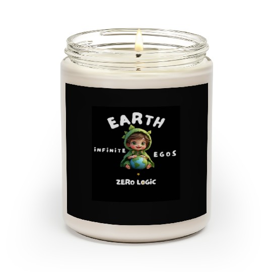 Cute Boy Holding Earth – Ego vs Logic Quote Scented Candles
