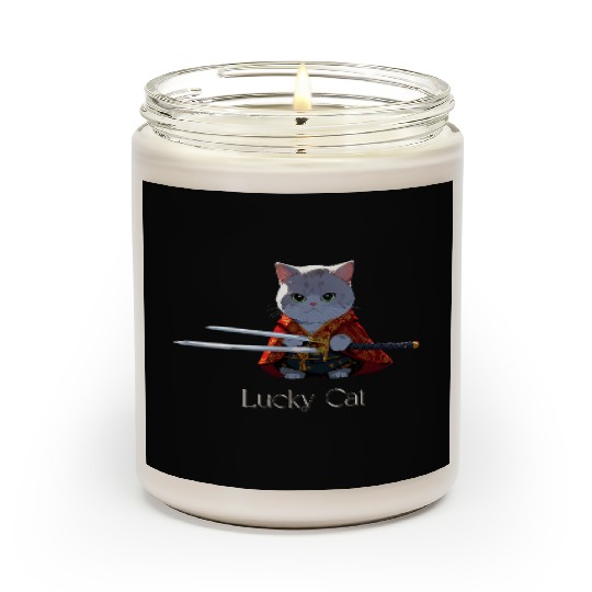 Mythic Warrior Cat with Swords Scented Candles