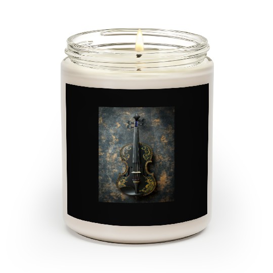 Elegant Black and Gold Violin Scented Candles