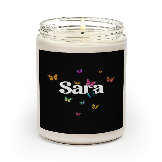 SARA - beautiful girl name with cute butterflies Scented Candles