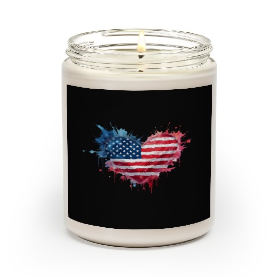 Patriotic Heart American Flag Art Scented Candles