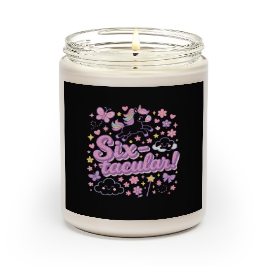 SIXtacular - 6th Birthday Whimsical Unicorn Scented Candles