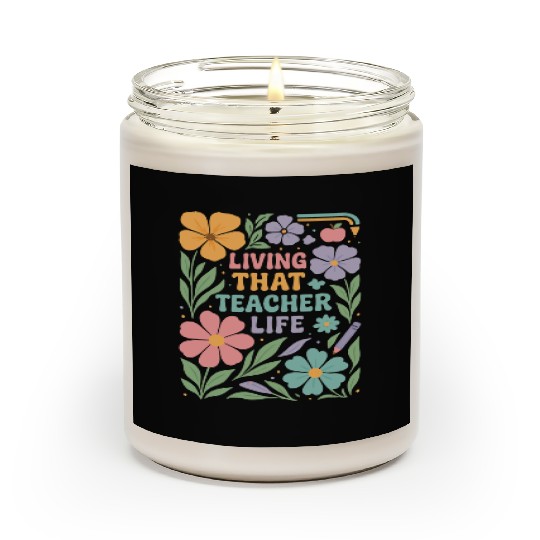 Floral Teacher Life Illustration Scented Candles
