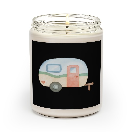 Pastel Caravan Watercolor Illustration Scented Candles