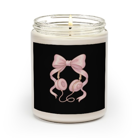 Pastel Bow with Heart Headphones Design Scented Candles