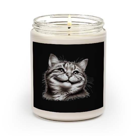 Joyful Cat Illustration for Apparel Scented Candles