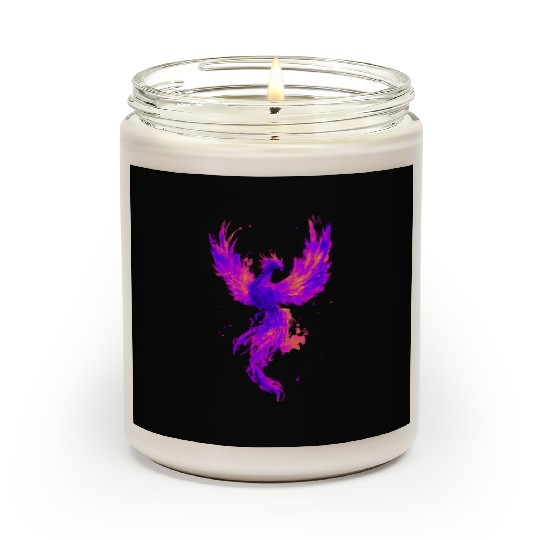Vibrant Phoenix Illustration for Apparel Scented Candles