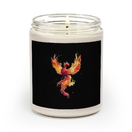 Fiery Phoenix Watercolor Illustration Scented Candles