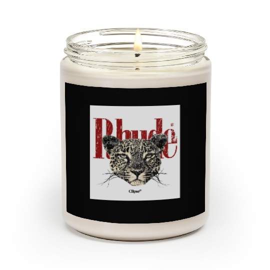 Leopard Face with Bold Red Text Scented Candles
