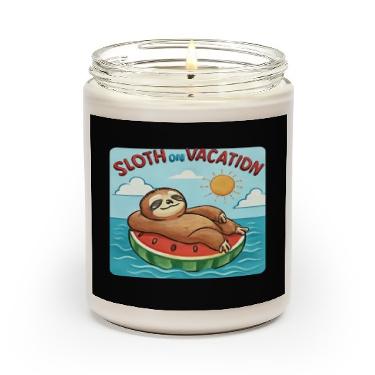 Sloth on Vacation – Watermelon Pool Float Scented Candles