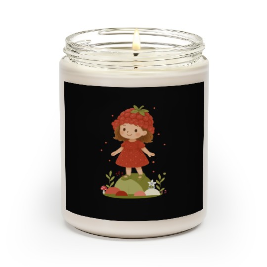 Cute Raspberry Girl Illustration Scented Candles