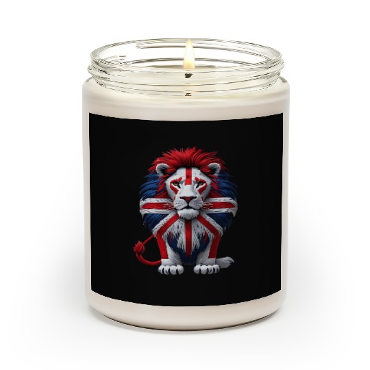 British Lion with Union Jack Flag Graphic Design Scented Candles
