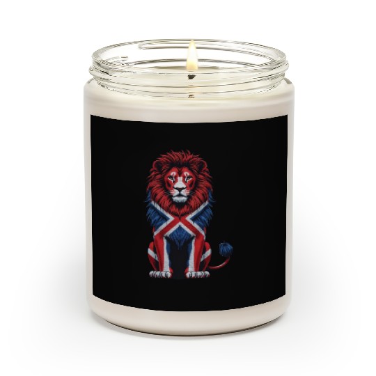 British Lion with Union Jack Flag Bold Art Design Scented Candles