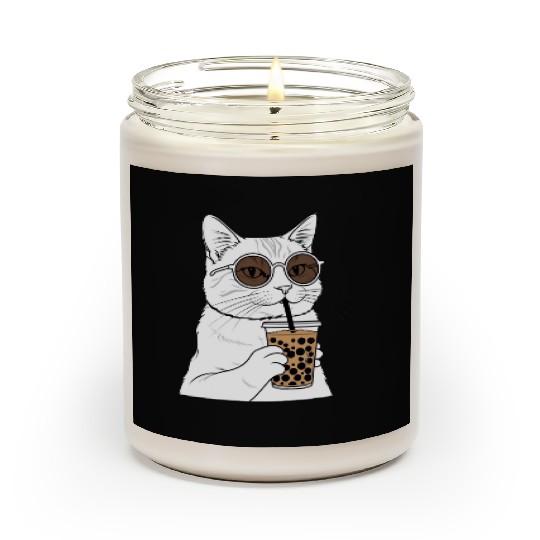 Cool Cat with Bubble Tea and Sunglasses Scented Candles