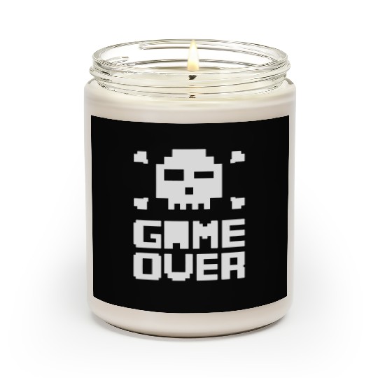 Pixelated Skull Game Over Design Scented Candles