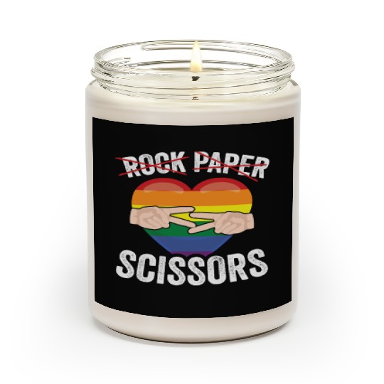 Funny Rock Paper Scissors LGBTQ LGBT Community Scented Candles