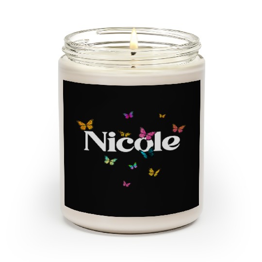 NICOLE - beautiful girl name with cute butterflies Scented Candles