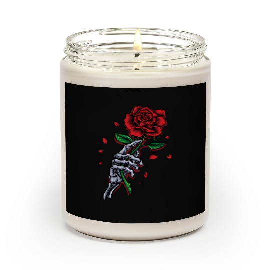Skeleton Hand with Rose – Gothic Romance Art Scented Candles
