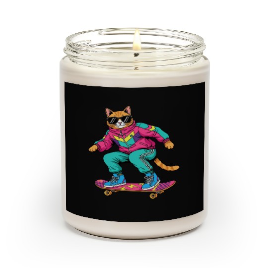Cool Cat on a Skateboard Scented Candles