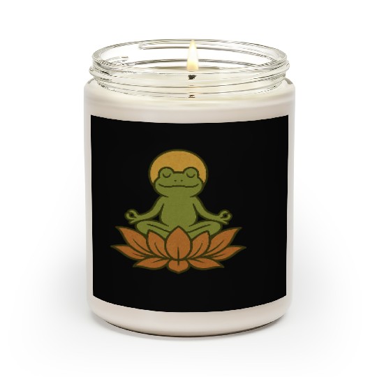 Serene Lotus Frogs Meditation Design Scented Candles