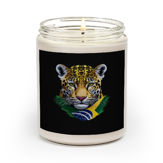 Brazil Jaguar Head Green Yellow Blue National Flag Scented Candles
