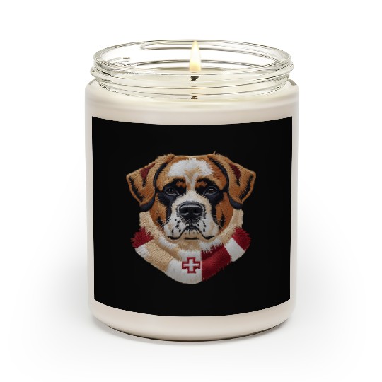 Swiss Saint Bernard Dog Red White Switzerland Flag Scented Candles