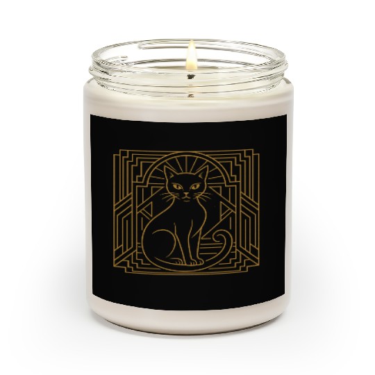 Art Deco Cat Illustration Scented Candles