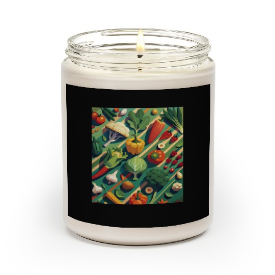 Vibrant Vegetable Garden Illustration Scented Candles