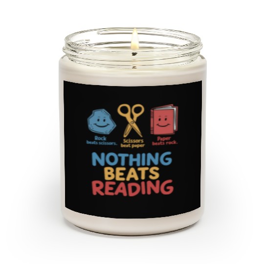 Nothing Beats Reading Funnny Rock Paper Scissors  Scented Candles