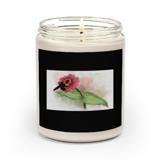 Wildflower and Bumblebee Illustration Scented Candles