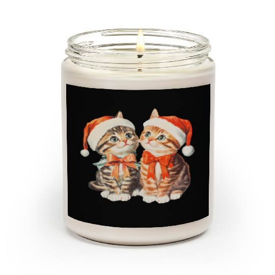 Festive Kittens in Santa Hats Scented Candles