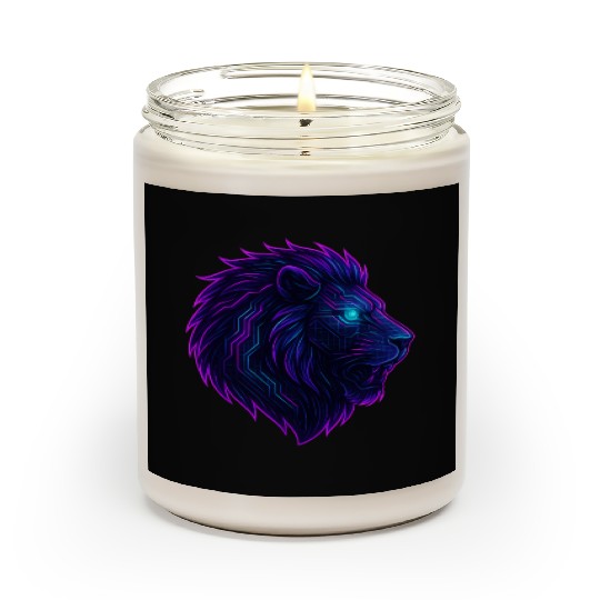 Neon Roar Cyberpunk Lion Head Scented Candles